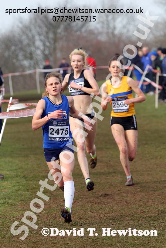 Bobby Clay (Kent) leads the under-20 womens Inter Counties Cross Country, Cofton Park, Birmingham. Photo: David T. Hewitson/Sports for All Pics